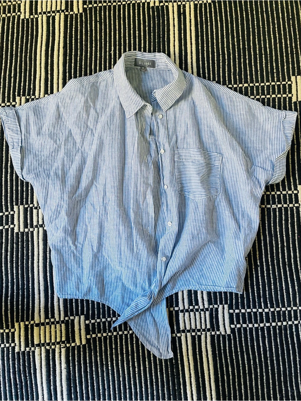 DL1961 Light Blue & White Pinstripe Short-Sleeve Button-Down Shirt